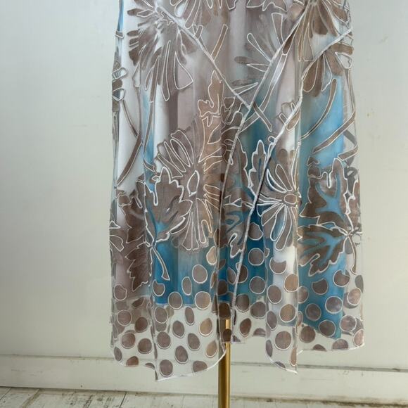 Alison Sheri Womens Y2K Floral Fairy Midi Dress Size S Ombre Mesh Asymmetric Hem - Picture 4 of 10